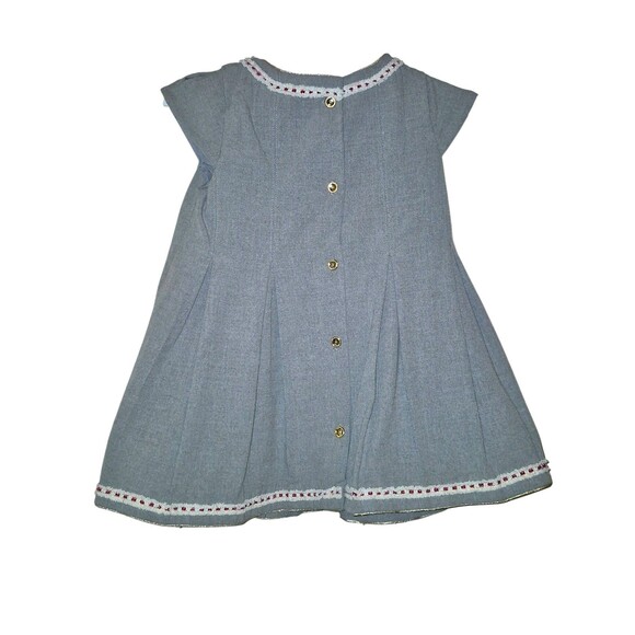 Tahari A-Line Dress Girls 4-5 YO Gray Pleated Embroidered Short Cap Sleeve - Picture 5 of 5